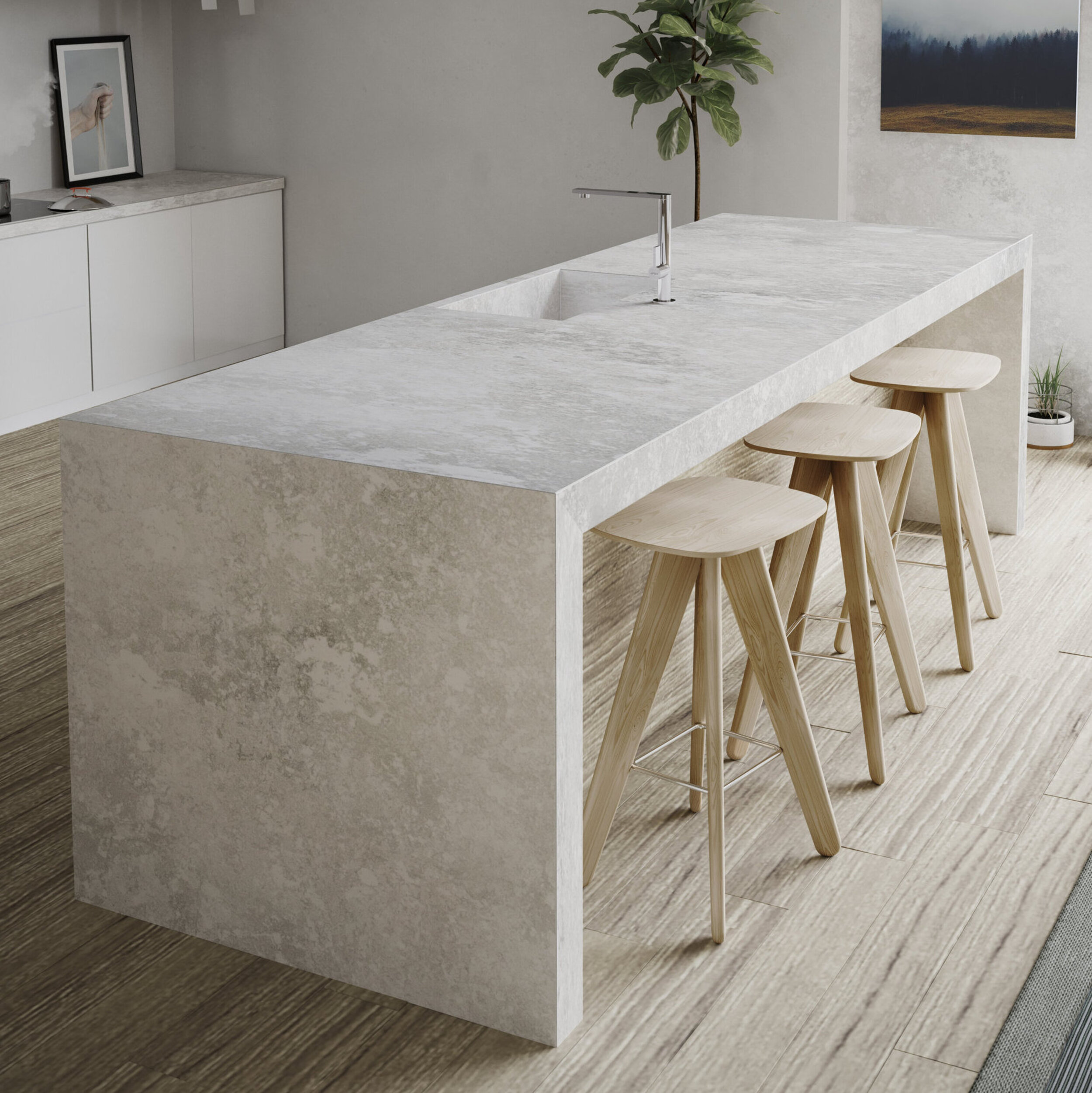 Küche mit Dekton Silestone Silver Lake