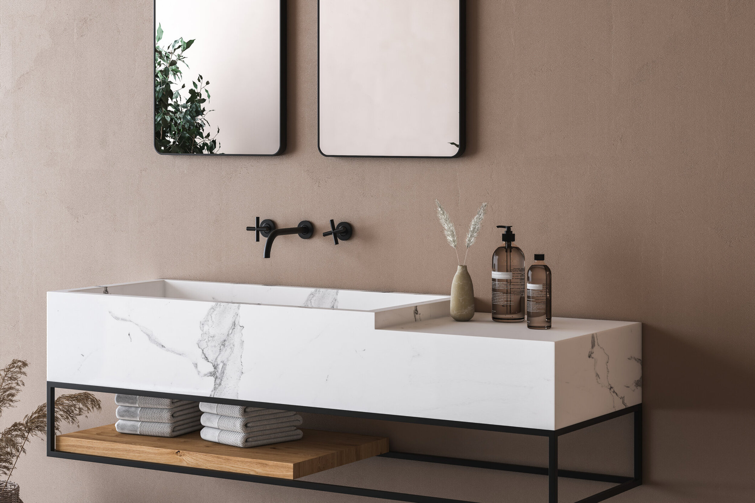 Waschtisch mit Waschbecken aus Dekton